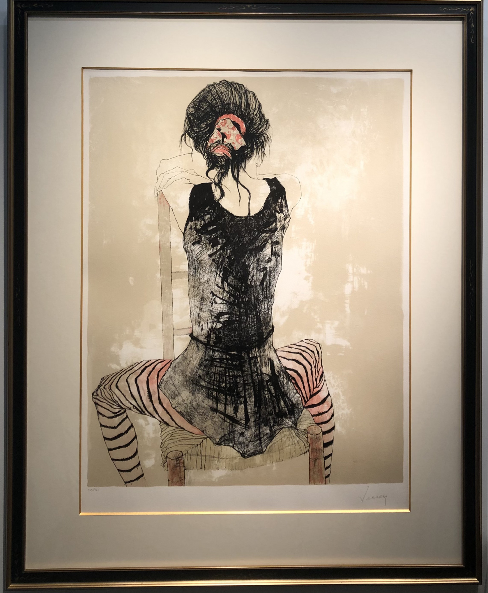 ジャン・ジャンセン [花と人形] オリジナルリトグラフポスター ジャン・ジャンセン 絵画 静物画 リトグラフ 版画 「二つの人形」 額