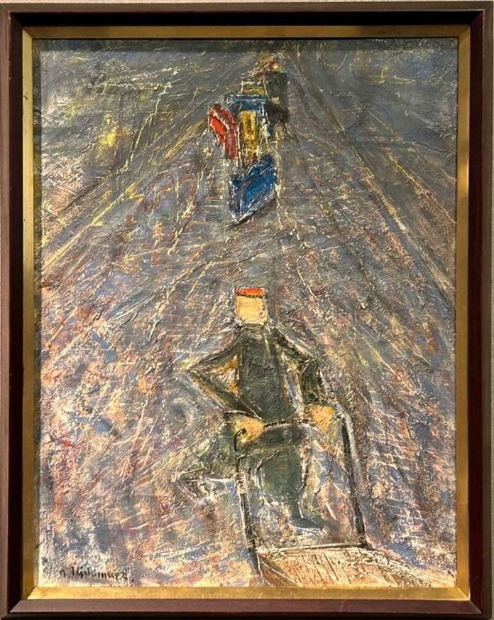 西村功「車を引く赤帽」